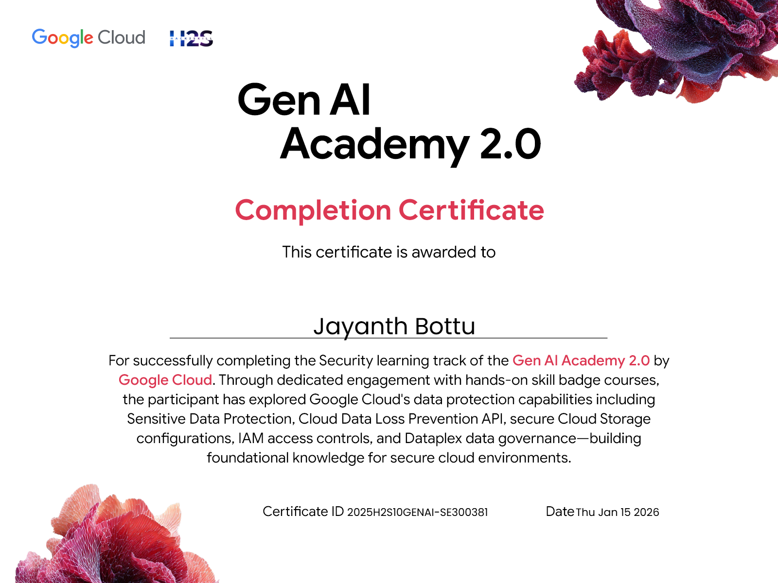 GenAI Academy Certificate